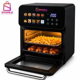 Airfryer XXL 16L 2400W – Heteluchtfriteuse met 10 Automatische Programma's, Touchscreen, Kijkvenster en Binnenverlichting – Olievrije Friteuse voor Bakken, Grillen, Braden en Frituren – Zwart –90177 — thumbnail 1