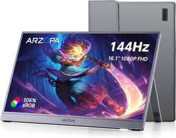 Arzopa Z1FC - Portable 144hz Gaming Monitor - Inclusief Sleeve - Premium Slim Aluminium Design - Space Grey - Apple Macbook Compatible - 100% sRGB Kleurprofiel - Met kabelbundel - 16 inch — thumbnail 1
