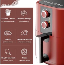 Heteluchtfriteuse - Gezonde Frituur - Vetarm Koken - Grote Capaciteit - 5 Liter - Rood — thumbnail 5