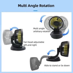 Autoventilator, 360 graden draaibaar, 12 V sigarettenaansteker, autokoelventilator voor dashboard, mini-tafelventilator, ventilator, zuignap, kleine ventilator voor vrachtwagen, SUV — thumbnail 1