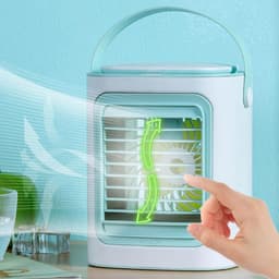 Draagbare Airco Fan - Verdampingskoeler Mini - Persoonlijk Comfort - Stille Werking - 7 Kleuren Licht - Wit — thumbnail 5