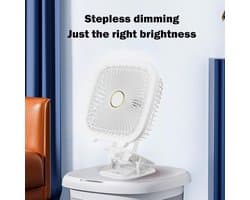 Kleine Ventilator - Tafelventilator Clip - Koel Blijven - Multifunctioneel LED Licht - 10.6 x 19.4 cm - Wit