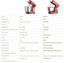 GDE - Keukenmachine - Kneedmachine - Staande Mixer met RVS Mengkom - Deegmixer - 1200W - Elektrische Keukenmixer — thumbnail 4