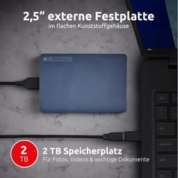 Externe Harde Schijf - Draagbare Opslag - Bestanden Opslaan - Inclusief Backup Software - 2 TB - Blauw — thumbnail 3