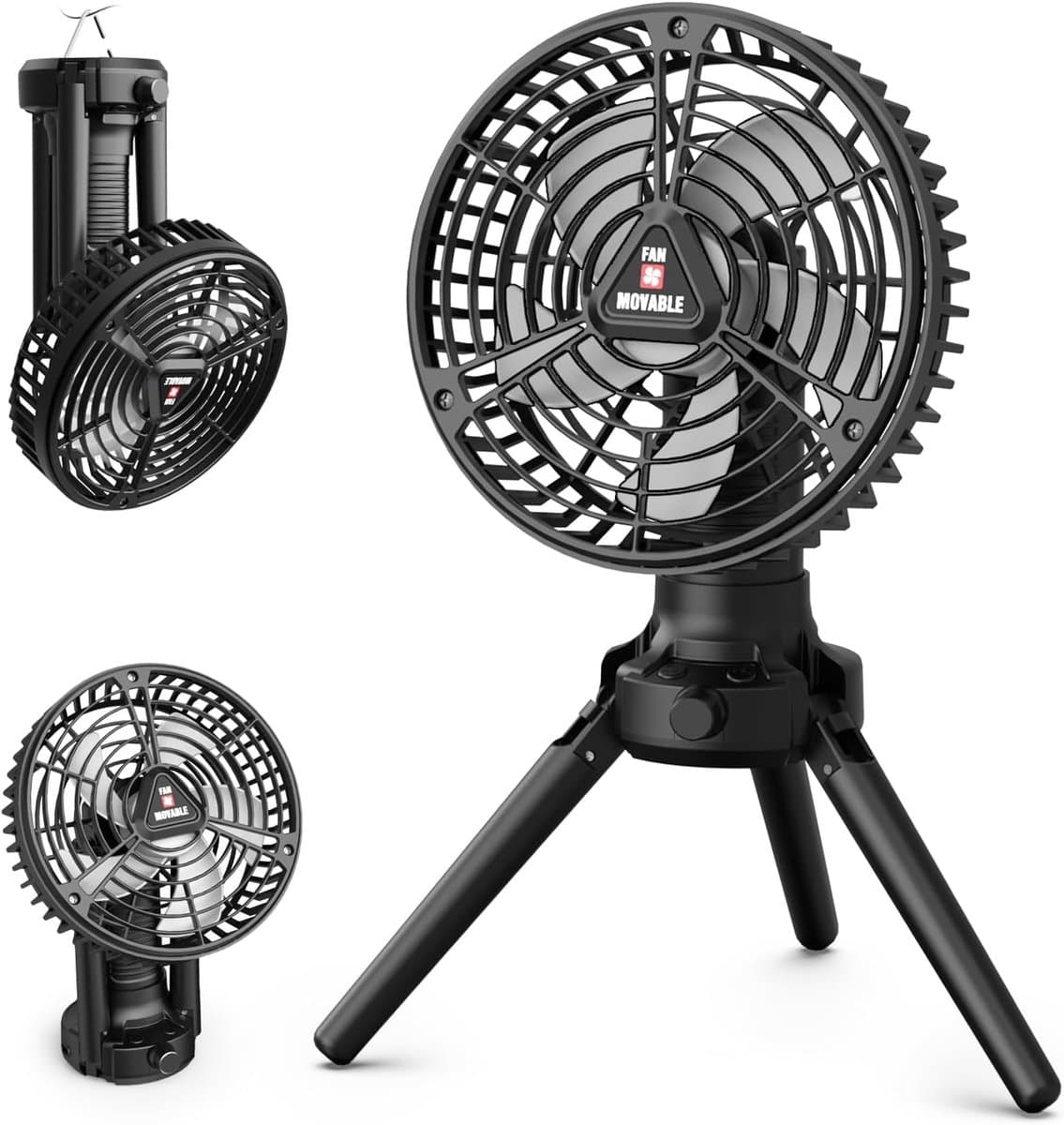 Campingventilator – Oplaadbare Ventilator met 7500mAh Batterij – Traploze Snelheidsregeling – LED-Verlichting – 180° Oscillatie – USB-C – Powerbankfunctie – Draagbare Ventilator voor Camping, Thuis en Kantoor — afbeelding 1