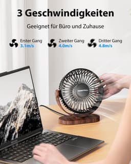 Mini USB Tafelventilator – Stille Bureauventilator met 3 Snelheden – Verstelbare Hoek – Compacte Ventilator voor Kantoor, Thuis, Bureau en Buiten — thumbnail 5