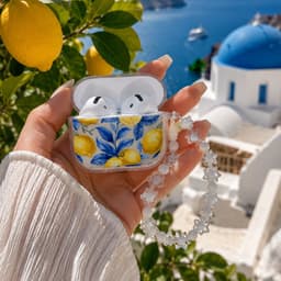 Enluxe Case geschikt voor Airpods 4 - Citroenen Print - Hardcase met Kralenkoord, Schokbestendig - Hoesje — thumbnail 5