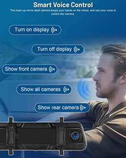 SnelShoppen - Dashcam Auto Spiegel 9.66'' met Achteruitrijcamera, Carplay Android Auto, Stembesturing, GPS, Nachtzicht, Loopopname, G-Sensor, Parkeerb — thumbnail 2
