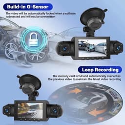 4-kanaals 360° dashcam HD 1080P 4-lens rijrecorder met 32GB geheugenkaart — thumbnail 3