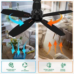 Plafondventilator met Verlichting – 106 cm – Stil – Dimbaar – 6 Snelheden – Afstandsbediening – Wit — thumbnail 4