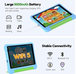 SnelShoppen - Kids Tablet 8 Inch voor Kinderen met Case, Parental Control, Android 15, 5000mAh, 3GB RAM, 32GB ROM, Leerzame Tablet voor Peuters en Kin — thumbnail 5