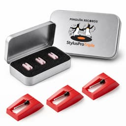Pinguïn Records - Platenspeler Naald - Universele Vervangnaalden - Stylus voor Vinyl Platenspeler - StylusPro Triple - Set van 3 - Inclusief Opbergdoos — thumbnail 1