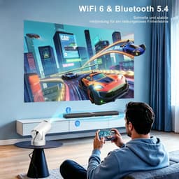 SnelShoppen - Mini Beamer 4K 1080P Projector met Android 14, WiFi6 en Bluetooth 5.4, Compact en Lichtgewicht voor Buiten en Feesten — thumbnail 5