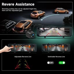 SnelShoppen - 4K + 1080P Achteruitkijkspiegel Dashcam Auto met GPS, ADAS, BSD, WLAN, 10,88 Inch Touchscreen, Achteruitrijcamera, Parkeermodus, G-senso — thumbnail 4