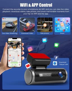 SnelShoppen - 4K Dashcam Auto Voor en Achter, Dubbele Kanaals Met 64 GB SD-kaart, 3,2 Inch IPS-Touchscreen, Groothoek, IR 8, G-sensor, Wifi, Lusopname — thumbnail 3