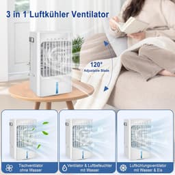 Mobiele Luchtkoeler met Waterkoeling – 4-in-1 Mini Aircooler met Waternevel, Luchtbevochtiger & Aromadiffuser – Draagbare Ventilator met Afstandsbediening – Voor Thuis, Kantoor en Slaapkamer — thumbnail 5