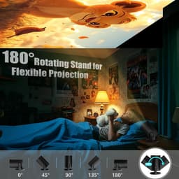 SnelShoppen - Mini Beamer 1080P met WiFi 6, Bluetooth 5.2, Auto Trapezcorrectie, Draaifunctie, Kleine Projector voor Camping, Tuin, Feest, Smartphone, — thumbnail 5