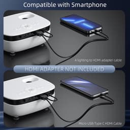 SnelShoppen - Mini-beamer 7500 lumen Draagbare Thuisbioscoop 1080p Full HD Videobeamer Voor Smartphone, TV-Stick, PS5, PC, Laptop - Ideaal Voor Feest, — thumbnail 5