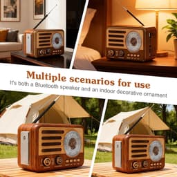 Retro-radio met Bluetooth – vintage transistor – kleine AM/FM/SW-radio – ondersteunt USB/TF/Aux-MP3-afspelen – oplaadbaar – voor thuis, kantoor, buiten.L — thumbnail 3