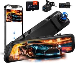 Dashcam voor auto - Zwart - 20 x 15 x 10 cm - Spiegel Dashcam met 9,66 inch IPS-touchscreen en Full HD 2K camera - Voor veilig rijden — thumbnail 1
