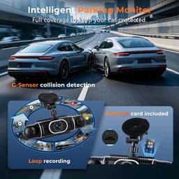 Dashcam voor auto - Zwart - 3 inch IPS-scherm - 4 Camera's met 360° Panorama en Nachtzicht - Met GPS en Wifi — thumbnail 3