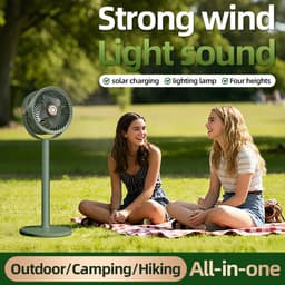 Sanorum-Intrekbare staande circulatieventilator op zonne-energie, USB voeding, krachtige luchtstroom, 3-in-1 multifunctioneel, voor thuisgebruik en buiten kamperen — thumbnail 4