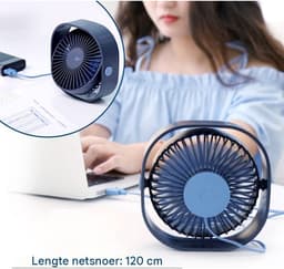 GELLDG Tafelventilator USB Ventilateur - Draagbare Mini Ventilator - 3 Snelheden Verstelbaar - Stil - 120cm Kabel - Geschikt voor Thuis en Kantoor - Kunststof - Afmetingen 12,3x5cm — thumbnail 4