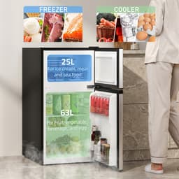 HOMCOM Koelkast - Staal - 50x45,5x86,5cm - Zwart — thumbnail 4