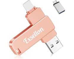 128GB Externe Geheugenstick voor Telefoon, Tablet en PC - USB-C & Lightning & USB 3.0 Flash Drive