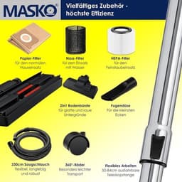 RFWR® Industriële stofzuiger 1800 watt met blaasfunctie voor nat en droog zuigen — thumbnail 2