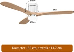 2-in-1 Plafondventilator, Verstelbare Plafondventilator 3 Kleuren LED-Verlichting, 6 Snelheden, 5 Bladen, Geschikt Zowel Winter Zomer, Ideaal Meer Comfort (Natuurlijke Houtkleur, 5 Bladen, 107cm) — thumbnail 1