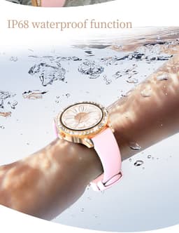 Knobbout 1,27 Inch Dames Sierlijke Smartwatch met Strass– HD Touchscreen – Hartslag-, Bloeddruk- & Zuurstofmeting – Slaapmonitor – Ademhalingstraining – Menstruatiecyclus – AI-Spraakassistent – IP68 Waterdicht – Wit Silicone Band — thumbnail 5