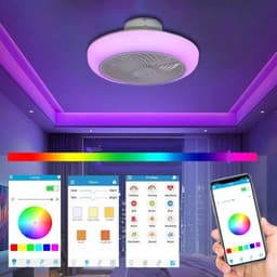 Smart Lamp Ventilator - Met Afstandsbediening en APP - Plafondventilator - 45 cm - Wit - Keuken Lamp - Woonkamerlamp - Moderne lamp — thumbnail 2
