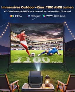 SnelShoppen - Beamer 4K met Google TV, autofocus, 360° draaibare standaard voor thuisbioscoop en buitengebruik, FULL HD 1080P LED-projector met 30W lu — thumbnail 2