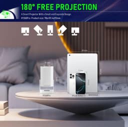 KZQ Projector - Draagbare projector - Slaapkamerprojector - 4K - Native 1080p - Autofocus & keystone-correctie - WiFi 6 & Bluetooth 5.4 - 200ANSI - 180°-rotatie - Geschikt voor thuisbioscoop en gebruik buitenshuis - Wit — thumbnail 2
