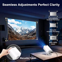 SnelShoppen - Mini-beamer 4K Full HD 1080p Draagbare Projector met WiFi 6, Bluetooth 5.4, Autokeystone, Handmatige Scherpstelling, 180° Draaibaar - Id — thumbnail 5