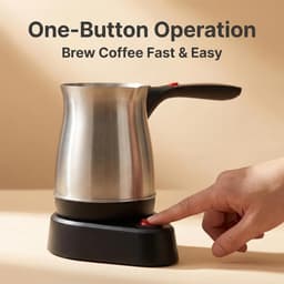 Elektrische Koffiepot - Turkse Koffiezetapparaat Koffie Maker - Koffie Zetten - Dubbel Beschermingssysteem - 600 ml - Zilver — thumbnail 3
