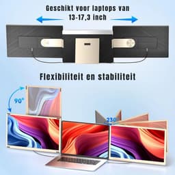KIRA® Portable Monitor - Draagbare Monitor voor Thuiswerk & Reizen - Full HD Portable Display voor MacBook & Windows - Zwart - 4cm x 20cm x 13cm — thumbnail 3