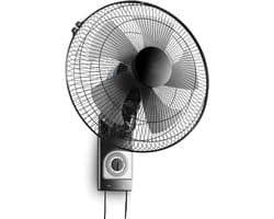 Wandventilator - Stille ventilator - Ruimte koelen - 5 aerodynamische bladen - 16 inch kop - Zwart