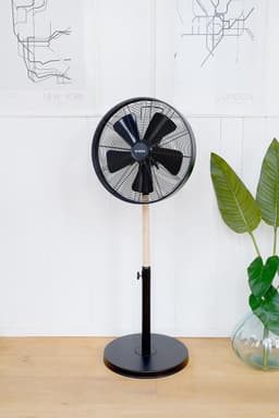 Staande Ventilator - Vloerventilator Hout - Ruimte Koelen - 5 Metalen Bladen - 90-120 cm Hoog - Zwart Hout — thumbnail 3