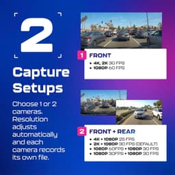 Thijox - Dashcam Auto 4K/2,5K GPS WiFi voor en achter met Starvis, 64GB SD-kaart, Parkeerbewaking, Super Nachtzicht, WDR, 170 Graden Groothoek — thumbnail 2
