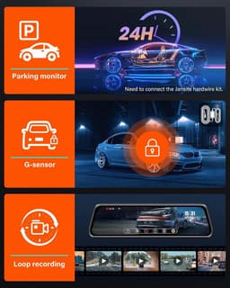 Thijox - 4K Mirror Dashcam Achteruitkijkspiegel Camera met 10" IPS Touchscreen, 64G SD-kaart, 170° Groothoek, WDR, Loop Recording en G-Sensor voor Aut — thumbnail 3
