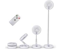 Staande Ventilator Draadloos – Opvouwbaar met Afstandsbediening, Stil, 4 Snelheden, USB Oplaadbaar, Verstelbare Hoogte tot 100 cm