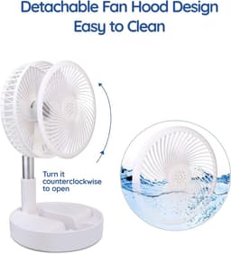 Staande Ventilator Draadloos – Opvouwbaar met Afstandsbediening, Stil, 4 Snelheden, USB Oplaadbaar, Verstelbare Hoogte tot 100 cm — thumbnail 2