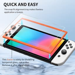 Screenprotector geschikt voor Nintendo Switch 1 met montage frame - Set van 3 stuks - Sounix - Screenprotector Tempered Glass - Gehard Glas — thumbnail 2