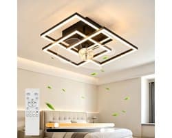 NETTLIFE LED Plafondventilator met Verlichting - Stil - Met Afstandsbediening - 3000K-6500K Dimbaar - 6 Standen - Modern - Zwart - Timer - Voor Woonkamer & Keuken — afbeelding 1