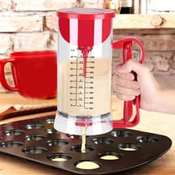 Elektrische Beslagdispenser - Mixer Dispenser - Bakken Maken - Automatische Menger - 1200 ml - Rood — thumbnail 2