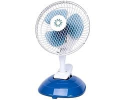 House Of Atelier - Tafelventilator - Draagbare Ventilator - Stille Werking - 2 Snelheden - Blauwe Bladen - Wit/Blauw — afbeelding 1