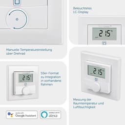 Draadloze wandthermostaat met luchtvochtigheidssensor - slimme accessoire voor Radiatorthermostaten en vloerverwarmingsregelaars - werkt met Alexa — thumbnail 4