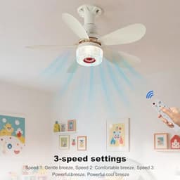 Kraftverdia® 3-in-1 plafondventilator met verlichting, RGB-muziek, afstandsbediening, stille ventilatorlamp, timer, moderne lamp voor woning (30W) [Energieklasse A+++] — thumbnail 2